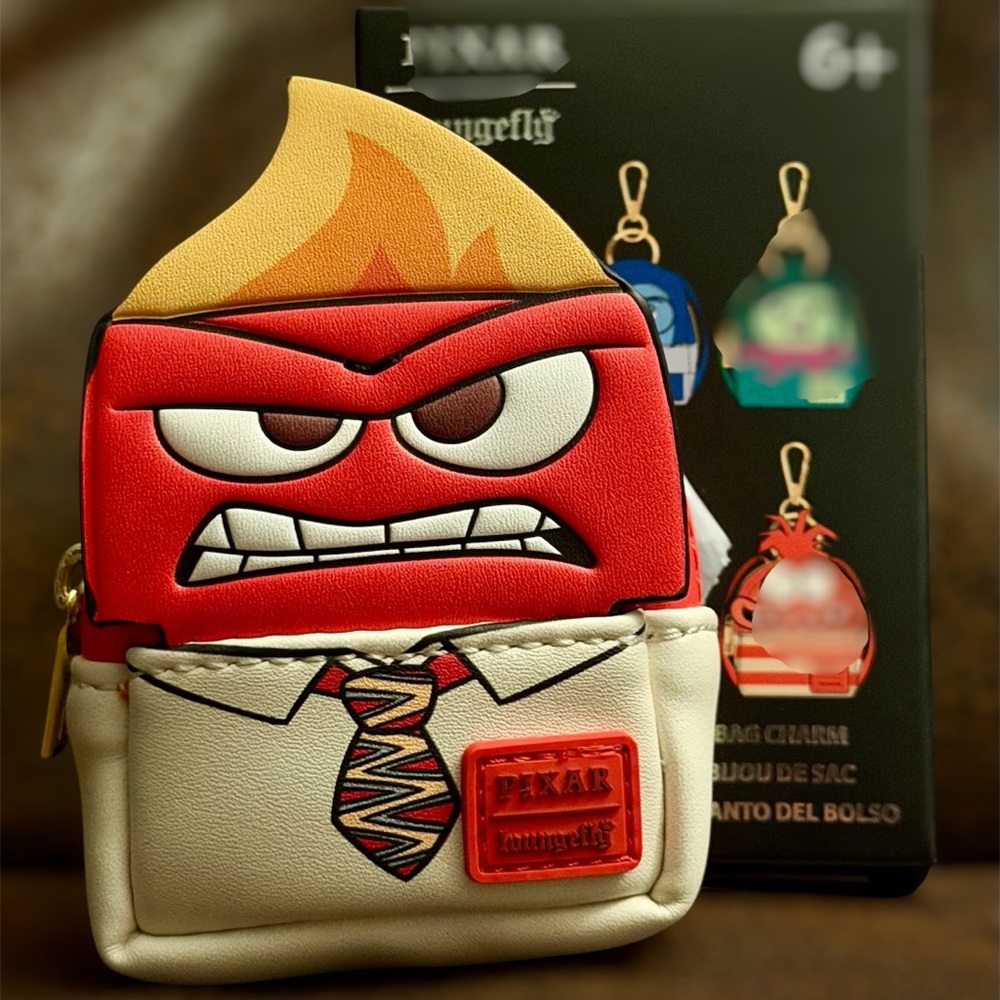 Inside Out 2 Anger Mini Change purse Bag Charm Keychain Loungefly new